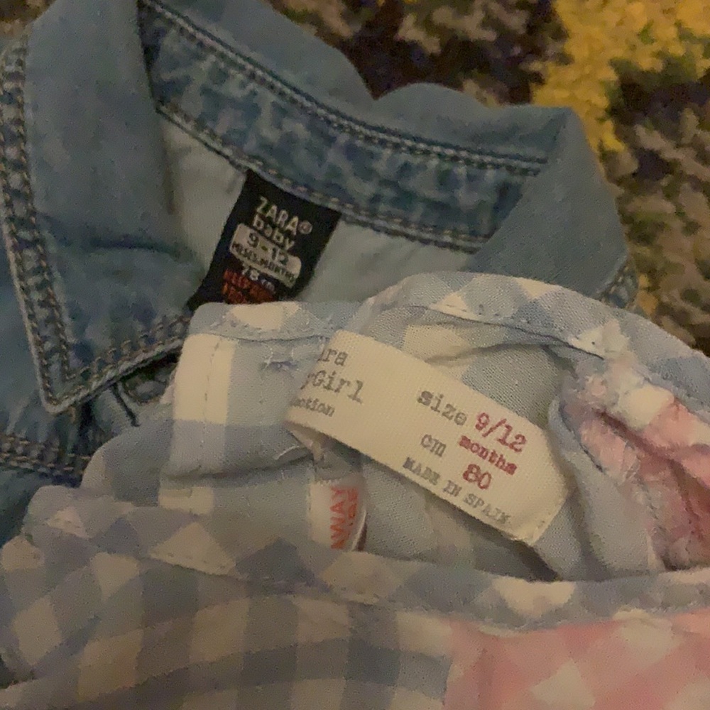 Zara Lot denim tunic shirt and gingham peplum